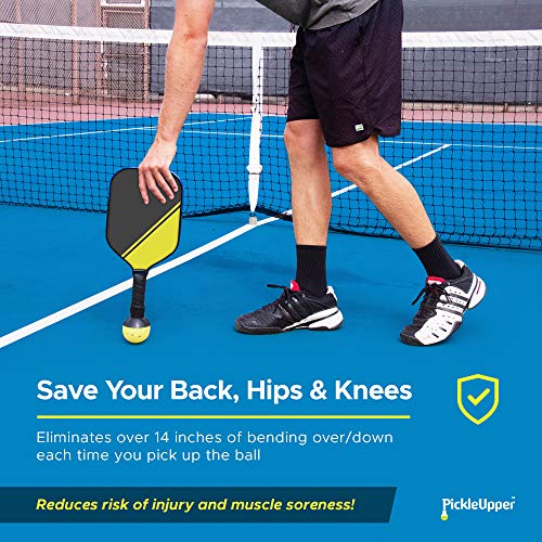 PickleUpper The Original Pickleball Ball Retriever - Attaches to Pickleball Paddles - The Easy Way to Pick Up Pickleball Balls Without Bending Over - Fits Standard Paddles