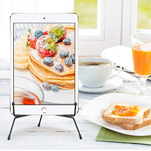 Mocoosy 4 Pack 8 Inch Improved Anti-Slip Plate Stands for Display, Plate Holder Display Stand, Picture Frame Holder Stand, Black Iron Easel Stands for Photo, Decorative Plate, Tablets and Tabletop Art