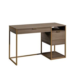 sauder international lux single pedestal home office desk, l: 47.48" x w: 20.00" x h: 29.72", diamond ash finish