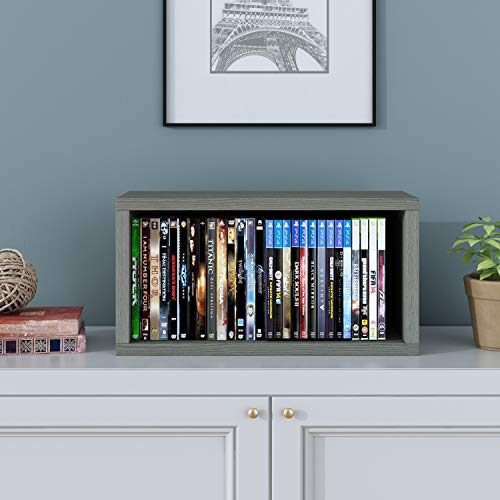 Way Basics Media Storage DVD Rack Stackable Organizer - Holds 30 PS5 Games, DVDs, Blu-Rays (Grey)