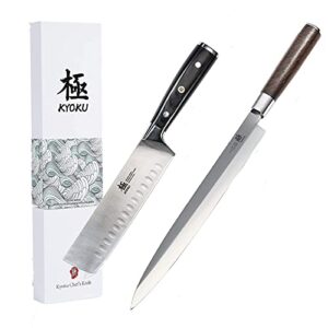 kyoku samurai series 7" nakiri vegetable knife + 10.5" yanagiba knife japanese sushi sashimi knives - japanese steel