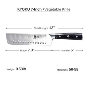 KYOKU Samurai Series 7" Nakiri Vegetable Knife + 10.5" Yanagiba Knife Japanese Sushi Sashimi Knives - Japanese Steel