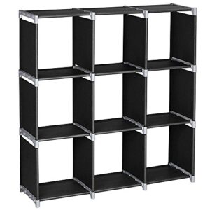 kcelarec cube storage organizer,9-cube closet storage shelves, diy plastic closet cabinet, modular bookcase, storage shelving for bedroom, living room , office (black)