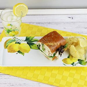 Calypso Basics Melamine Sandwich/Tidbit Tray, White, Lemon, Green, Small (6419)