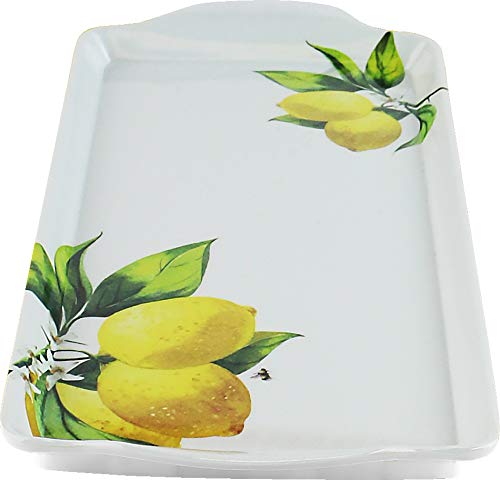 Calypso Basics Melamine Sandwich/Tidbit Tray, White, Lemon, Green, Small (6419)