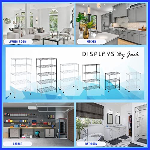 5 Tier Heavy Duty Wire Shelving Unit Storage Rack, Metal Rack Utility Organizers, Organization Units for Products Plant Pantry, Garage, Laundry Racks Durable Shelf Stand 14"W x 30"L x 60"H, Chrome