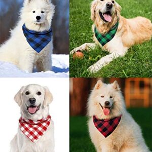 Birthday Plaid Dog Bandana with Button, Dual Layer Scarf Soft Cotton Triangle Bib Girls and Boys Kerchief Adjustable Accessories for Small Medium Large Extra Large Dog Puppy Pet Cat