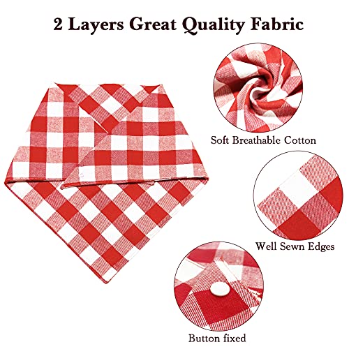 Birthday Plaid Dog Bandana with Button, Dual Layer Scarf Soft Cotton Triangle Bib Girls and Boys Kerchief Adjustable Accessories for Small Medium Large Extra Large Dog Puppy Pet Cat