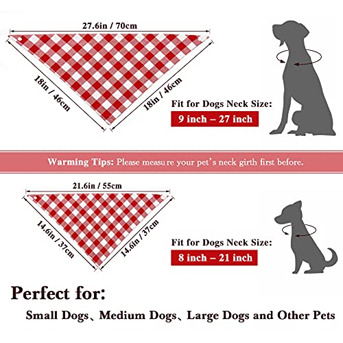 Birthday Plaid Dog Bandana with Button, Dual Layer Scarf Soft Cotton Triangle Bib Girls and Boys Kerchief Adjustable Accessories for Small Medium Large Extra Large Dog Puppy Pet Cat