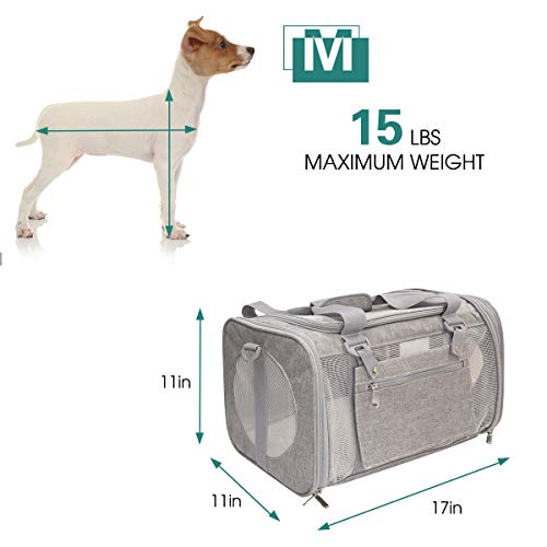 Prodigen Pet Carrier Airline Approved Pet Carrier Dog Carriers for Small Dogs, Cat Carriers for Small Cats Medium Cats, Small Pet Carrier Small Dog Carrier Cat Pet Travel Carrier -Gray,M