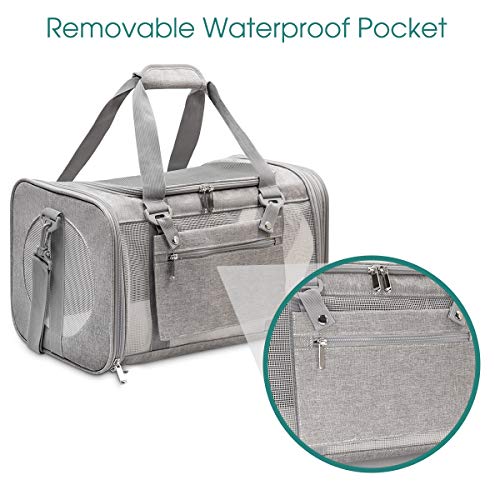 Prodigen Pet Carrier Airline Approved Pet Carrier Dog Carriers for Small Dogs, Cat Carriers for Small Cats Medium Cats, Small Pet Carrier Small Dog Carrier Cat Pet Travel Carrier -Gray,M