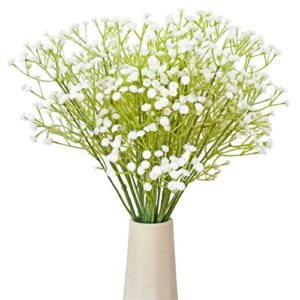 mandy's 10pcs white babys breath artificial flowers fake flowers bulk of babysbreath for home wedding party decoration