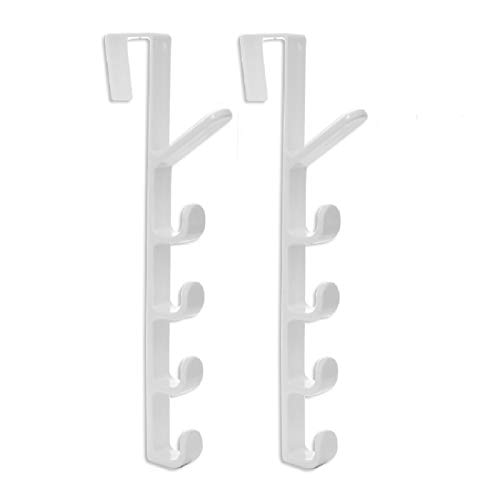 canjoyn 5 Layers Over The Door Hook Organizer Rack Hanger Backpack Handbag Door Hook, Pack of 2 (White)