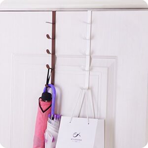 canjoyn 5 Layers Over The Door Hook Organizer Rack Hanger Backpack Handbag Door Hook, Pack of 2 (White)