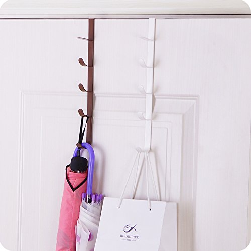 canjoyn 5 Layers Over The Door Hook Organizer Rack Hanger Backpack Handbag Door Hook, Pack of 2 (White)