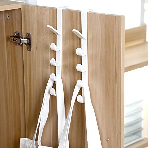 canjoyn 5 Layers Over The Door Hook Organizer Rack Hanger Backpack Handbag Door Hook, Pack of 2 (White)