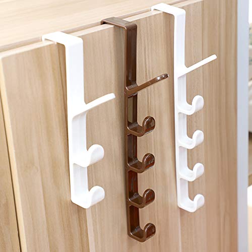 canjoyn 5 Layers Over The Door Hook Organizer Rack Hanger Backpack Handbag Door Hook, Pack of 2 (White)