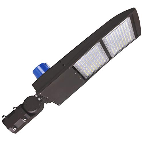 LED Parking Lot Lights 300W, Dusk to Dawn Photocell Sensor Included, Surge Protection Built-in LED Shoebox Area Pole Lights, 1-10V Dimmable, 5000K, 100-277V AC Slip Fitter Mount