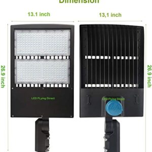 LED Parking Lot Lights 300W, Dusk to Dawn Photocell Sensor Included, Surge Protection Built-in LED Shoebox Area Pole Lights, 1-10V Dimmable, 5000K, 100-277V AC Slip Fitter Mount