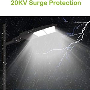 LED Parking Lot Lights 300W, Dusk to Dawn Photocell Sensor Included, Surge Protection Built-in LED Shoebox Area Pole Lights, 1-10V Dimmable, 5000K, 100-277V AC Slip Fitter Mount