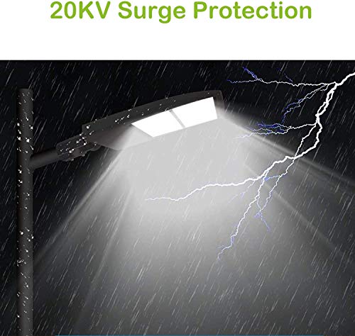 LED Parking Lot Lights 300W, Dusk to Dawn Photocell Sensor Included, Surge Protection Built-in LED Shoebox Area Pole Lights, 1-10V Dimmable, 5000K, 100-277V AC Slip Fitter Mount