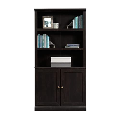 Sauder Miscellaneous Bookcase with Doors, L: 35.28" x W: 13.23" x H: 69.76", Estate Black finish