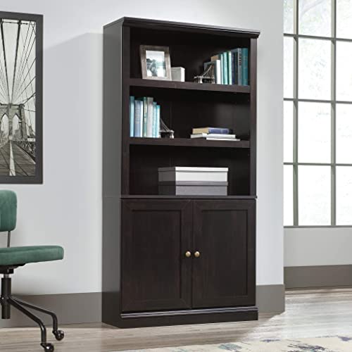 Sauder Miscellaneous Bookcase with Doors, L: 35.28" x W: 13.23" x H: 69.76", Estate Black finish