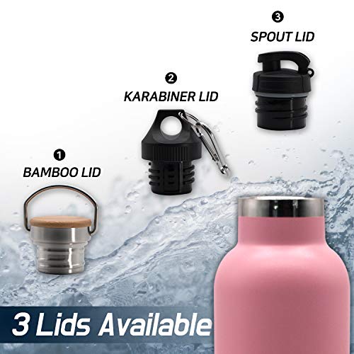 GONNADOO Stainless Steel Insulated Water Bottle 25 oz with 3 Lids, Vacuum, Insulated Stainless Steel, Hot Water, Cold Water, Sports Water Bottle (Pink)