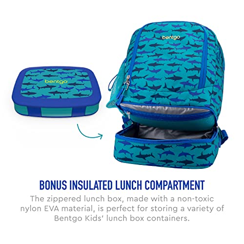 Bentgo 2-in-1 Backpack & Insulated Lunch Bag Set With Kids Prints Lunch Box (Shark)