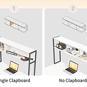 Cubiker L-Shaped Desk with Hutch, 60" Corner Computer Desk, Home Office Gaming Table with Storage Shelves, Space-Saving, White