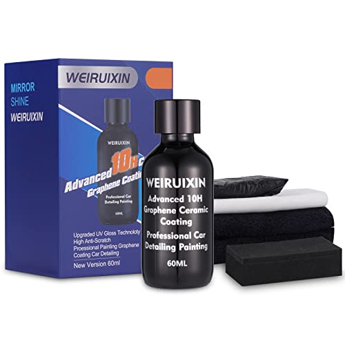 WEIRUIXIN Advanced 10H Graphene Ceramic Coating, 10+ Years of Long Lasting Protection 60ML Graphene Coating with High UV Gloss&Shine Technology,High Anti-Scartch Use for All Car,Boat,Motorcycle,Truck