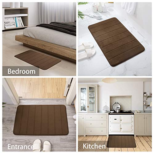 EGYPHY Bathroom Rugs Memory Foam Bath Mat 17x24 Inches, Soft and Absorbent Non-Slip Carpet, Super Cozy Velvet Mats Used for Shower Bathtub Kitchen, Machine Washable Plush Microfiber Bath Rugs,Coffee