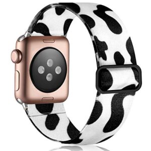 vcegari elastic band compatible with 40mm 41mm apple watch se series 7 6 5 4, breathable stretchy loop wristband for iwatch 38mm series 3 2 1 women girls, cow