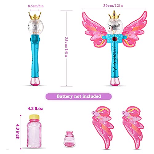 Liberty Imports Fairy Princess Bubble Wand Blower | Kids Magic Light Up Toy Automatic Handheld Bubble Machine Blowing Play Set with Solution for Girls