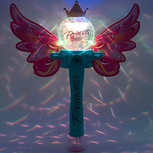 Liberty Imports Fairy Princess Bubble Wand Blower | Kids Magic Light Up Toy Automatic Handheld Bubble Machine Blowing Play Set with Solution for Girls