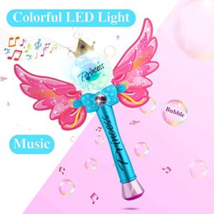 Liberty Imports Fairy Princess Bubble Wand Blower | Kids Magic Light Up Toy Automatic Handheld Bubble Machine Blowing Play Set with Solution for Girls