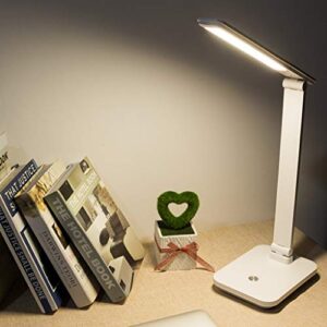 Eye-Caring Charging Desk Lamp Folding LED Eye Protection USB Interface Touch Dimming Reading Lamp for Study and Work Office lamp (Color : White)