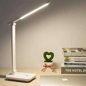 Eye-Caring Charging Desk Lamp Folding LED Eye Protection USB Interface Touch Dimming Reading Lamp for Study and Work Office lamp (Color : White)