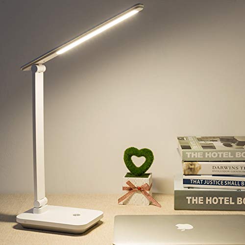 Eye-Caring Charging Desk Lamp Folding LED Eye Protection USB Interface Touch Dimming Reading Lamp for Study and Work Office lamp (Color : White)