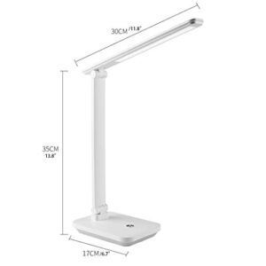 Eye-Caring Charging Desk Lamp Folding LED Eye Protection USB Interface Touch Dimming Reading Lamp for Study and Work Office lamp (Color : White)