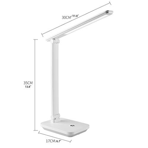 Eye-Caring Charging Desk Lamp Folding LED Eye Protection USB Interface Touch Dimming Reading Lamp for Study and Work Office lamp (Color : White)