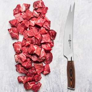 TUO - 8'' Barbecue Knife - Meat & Carving Forks Knife Ham&Butter Knives Fork-Shaped Tip Knives Flexible Utility Knife - HC German Steel Full Tang Pakkawood Handle - Gift Box Included - Fiery Series