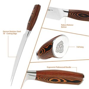 TUO - 8'' Barbecue Knife - Meat & Carving Forks Knife Ham&Butter Knives Fork-Shaped Tip Knives Flexible Utility Knife - HC German Steel Full Tang Pakkawood Handle - Gift Box Included - Fiery Series