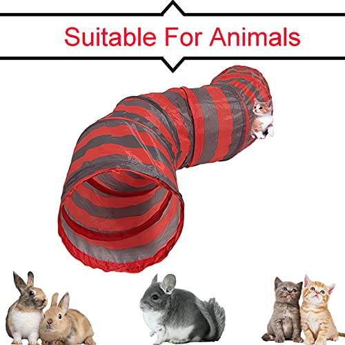 Tfwadmx Rabbit Tunnel and Tube Collapsible Bunny Tunnel Toys Small Animal Acitivity Hideout with 3 Pack Chew Grass Ball for Guinea Pig Chinchilla Ferret Cat Hamster Rat