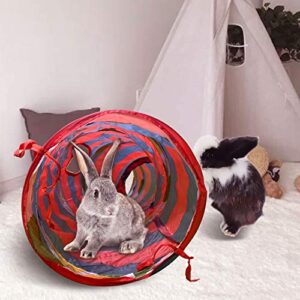 Tfwadmx Rabbit Tunnel and Tube Collapsible Bunny Tunnel Toys Small Animal Acitivity Hideout with 3 Pack Chew Grass Ball for Guinea Pig Chinchilla Ferret Cat Hamster Rat