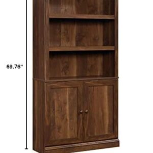 Sauder Miscellaneous Bookcase with Doors, L: 35.28" x W: 13.23" x H: 69.76", Grand Walnut finish