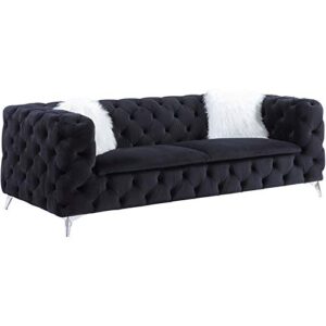 acme furniture upholstered sofas, black/chrome