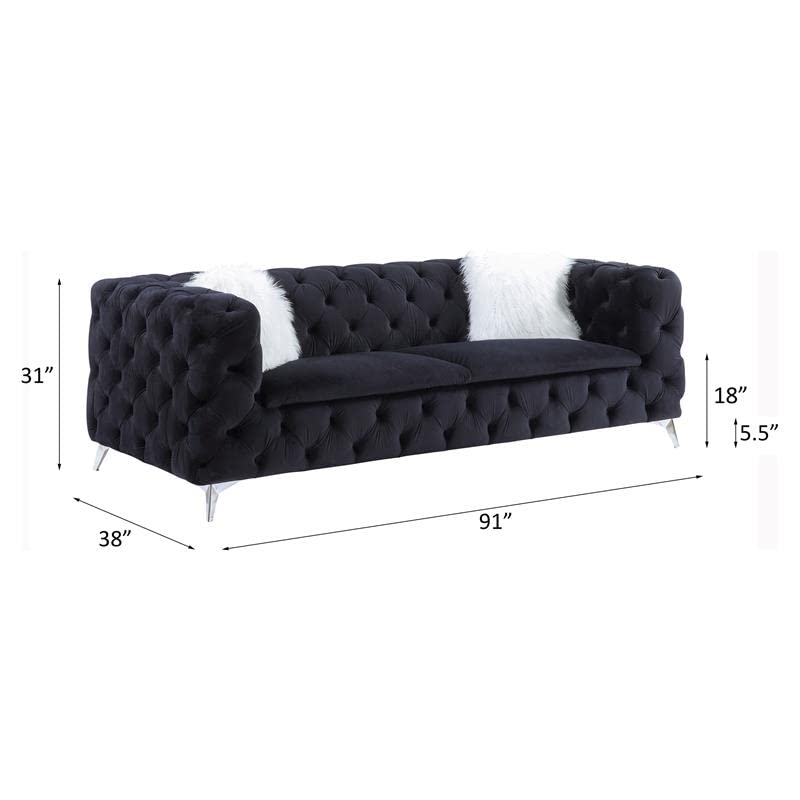 Acme Furniture Upholstered Sofas, Black/Chrome