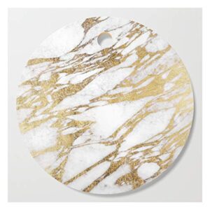 society6 chic elegant white and gold marble pattern by blackstrawberry kitchen cutting board (round)