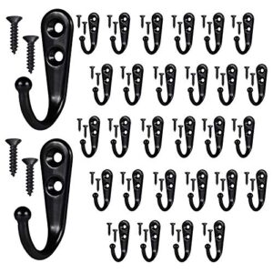 mandoyv ityii 30 pieces wall mounted cloth hanger rustic hooks with 60 pieces screws (black)